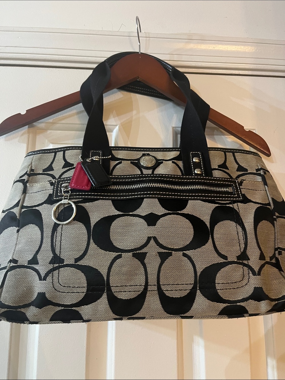 Coach 14878 Black and Gray Signature Canvas Tote